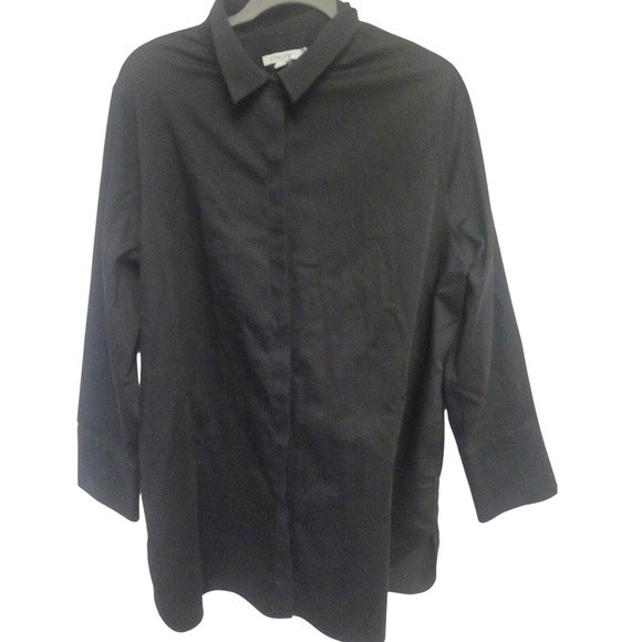 Chico's Tops - Chicos Black Collared Button Front Long Sleeve Tunic Shirt Top Womens 16